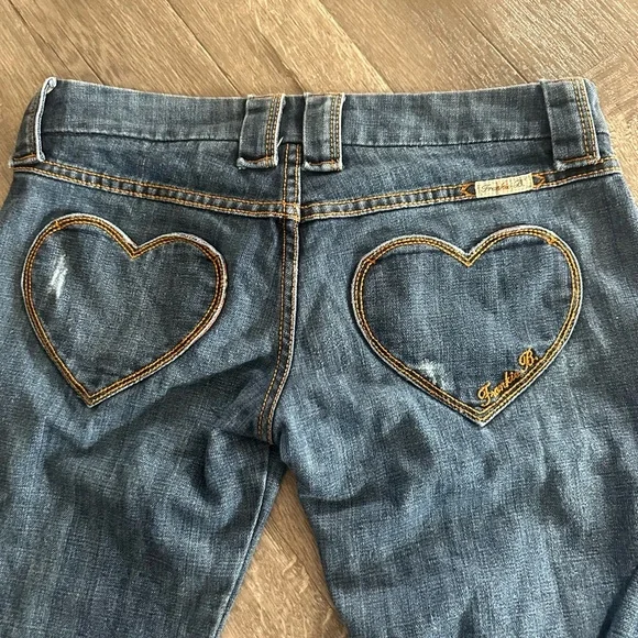Frankie B. Blue Heart Pocket Flare Jeans - Picture 8 of 13